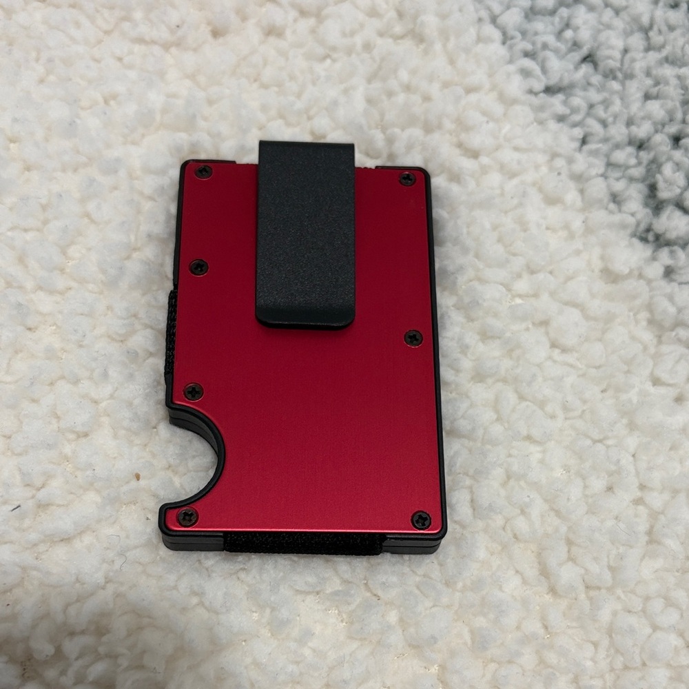 Sleek Red Card Holder with Money Clip